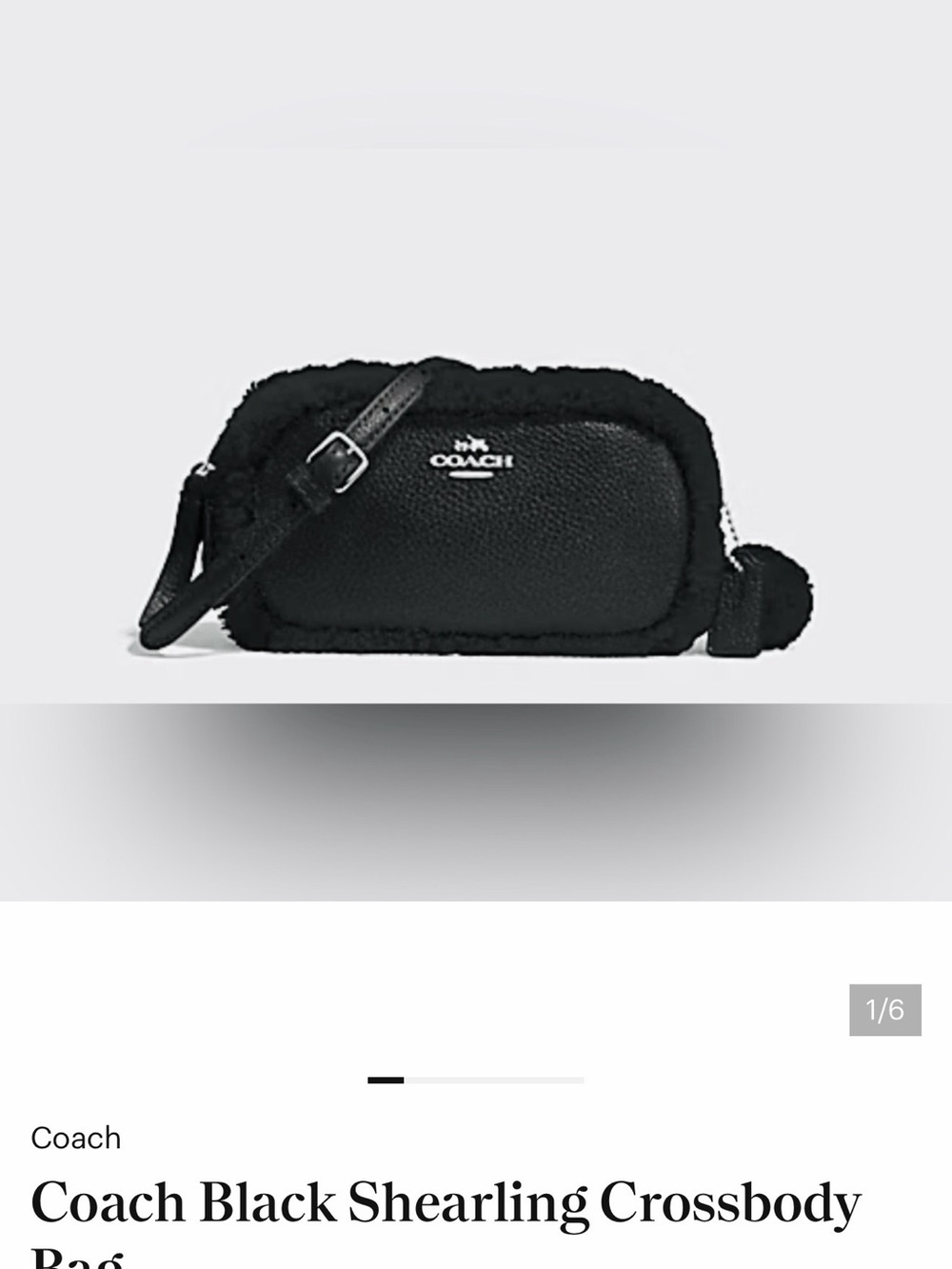 Coach Black Shearling Trim Pebbled Leather Crossbody